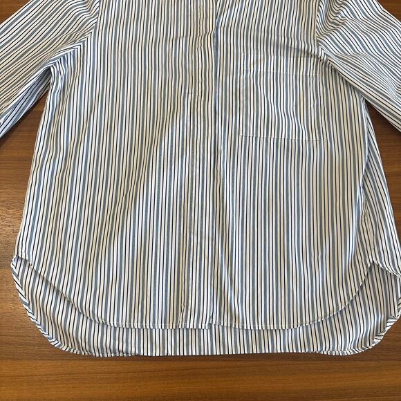 TWP Blue Striped Boyfriend Shirt, Cotton, Roll Tabs, Career, Quiet Luxury Small - Picture 12 of 16